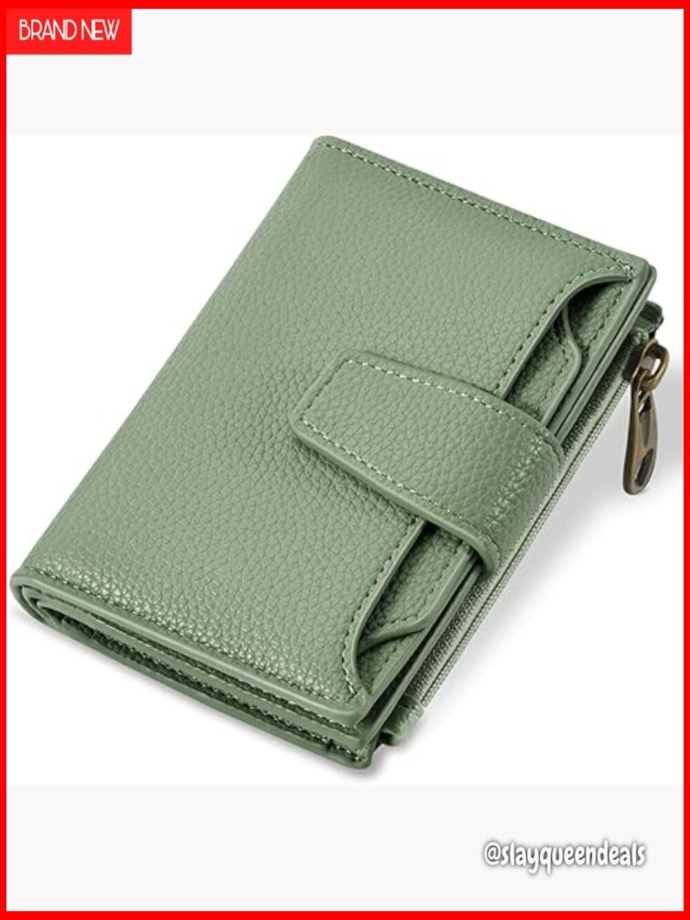 Small RFID Blocking Leather Bifold Wallet with Zipper Coin Pocket